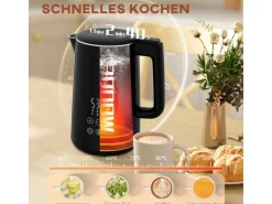 HOMCOM Wasserkocher-Toaster-Set Kunststoff Edelstahl 21,5L x 15,5B x 25,1H cm Schwarz