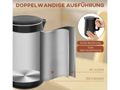 HOMCOM Wasserkocher-Toaster-Set Kunststoff Edelstahl 21,5L x 15,5B x 25,1H cm Schwarz