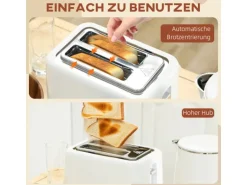 HOMCOM Wasserkocher-Toaster-Set Kunststoff Edelstahl 21,5L x 15,5B x 25,1H cm Weiß