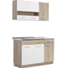Homestyle4u Küchenzeile ohne Geräte 120x206,5x60 cm in Eiche Braun 2358