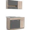 Homestyle4u Küchenzeile ohne Geräte 120 cm Eiche Matt 2359