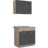 Homestyle4u Küchenzeile 80x207x60 in Grau 2361