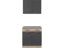 Homestyle4u Küchenzeile 80x207x60 in Grau 2361