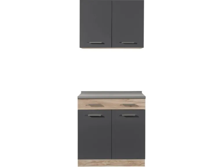 Homestyle4u Küchenzeile 80x207x60 in Grau 2361