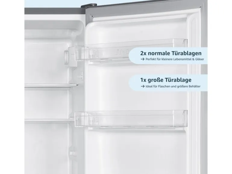 homeX Kühlschrank Mit Gefrierfach Kühl-Gefrierkombination Freistehend 173 Liter Nutzinhalt CFS1110-S Silber