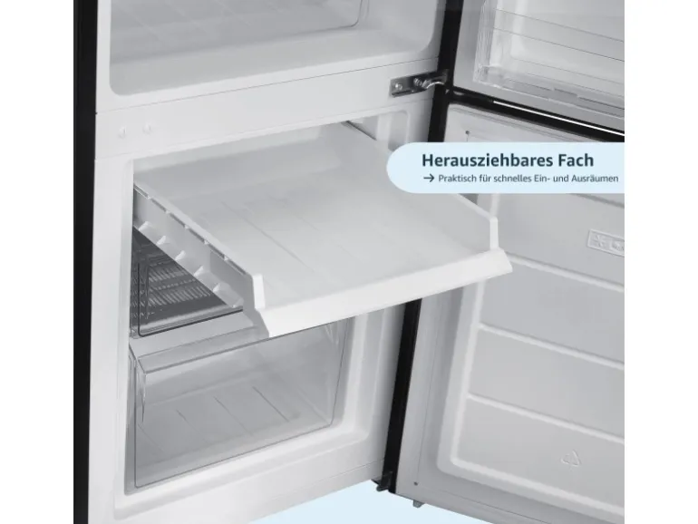 homeX Kühlschrank Mit Gefrierfach Kühl-Gefrierkombination Freistehend 173 Liter Nutzinhalt CFS1110-B Schwarz