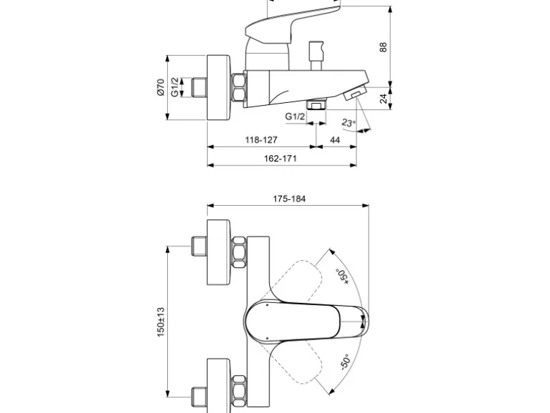 Ideal Standard Armaturenpaket Ceraflex inkl. Handbrause-Set Chrom
