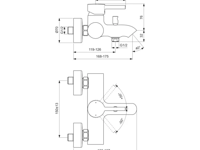 Ideal Standard Badearmatur Ceraline AP Chrom