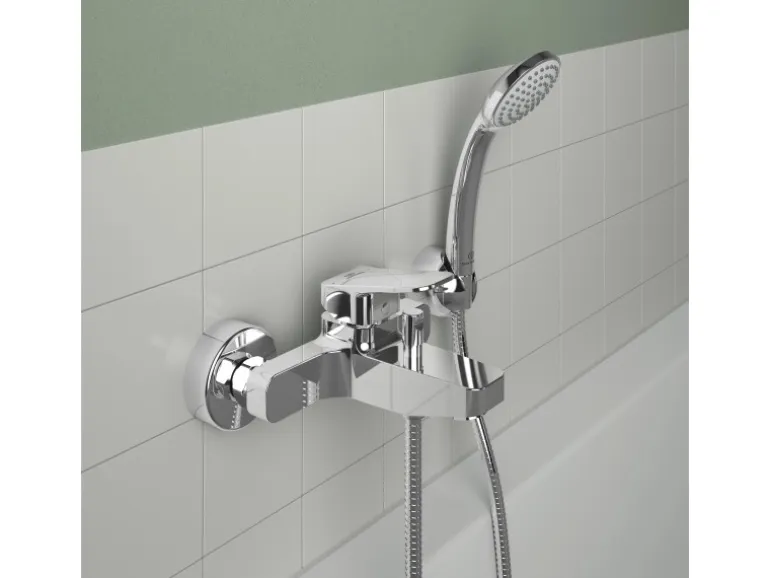 Ideal Standard Badearmatur Ceraplan Chrom Aufputz mit Handbrause-Set