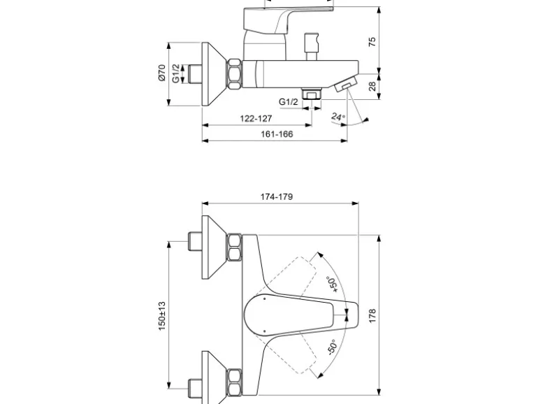 Ideal Standard Badearmatur Esla Aufputz Chrom