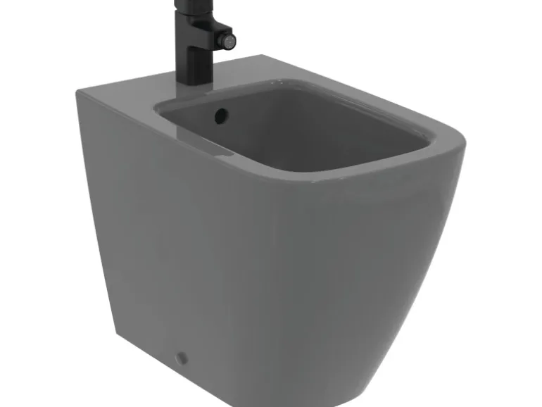 Ideal Standard Bidetarmatur Ceraplan mit Ablaufgarnitur Schwarz Matt