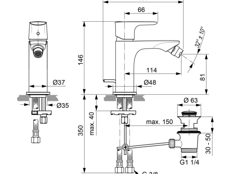 Ideal Standard Bidetarmatur Connect Air Chrom