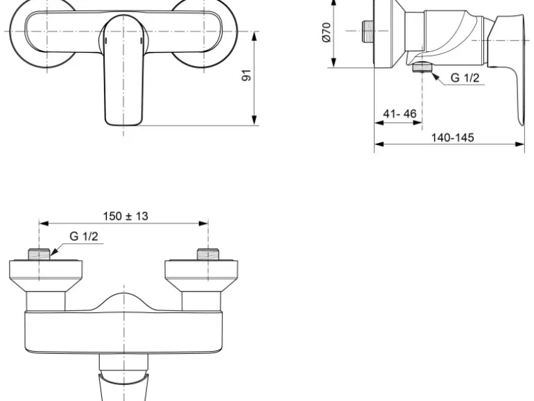 Ideal Standard Brausearmatur Connect Air Aufputz Magnetic Grey