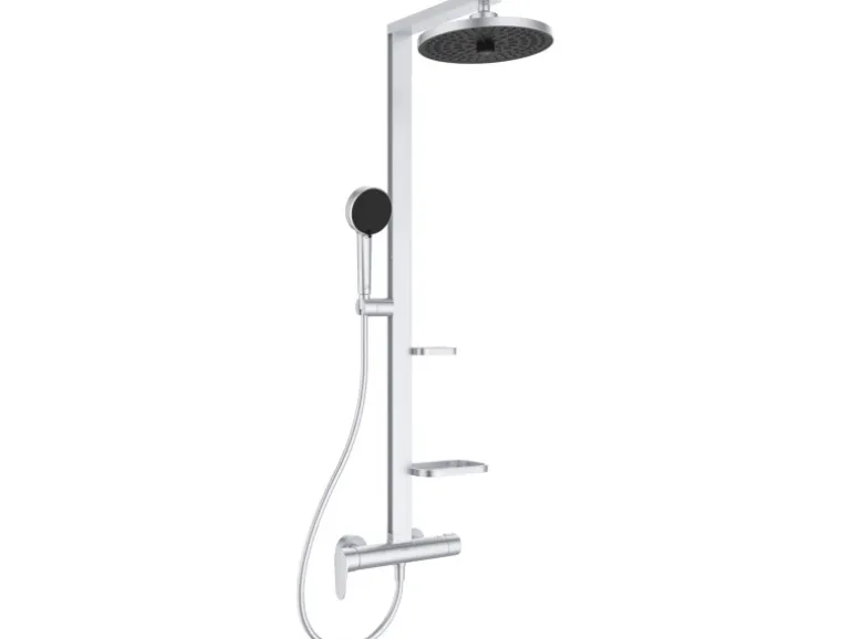 Ideal Standard Duschsystem Einhebel-Armatur mit Regen- und Handbrause Silver