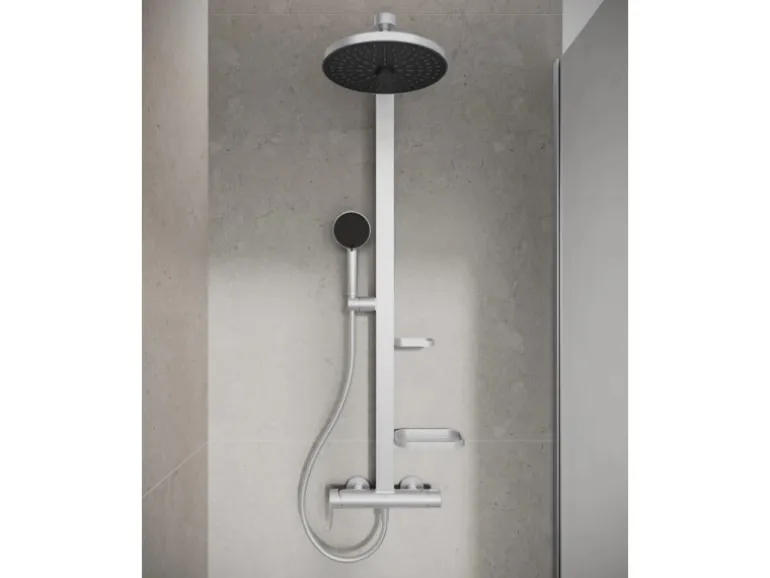 Ideal Standard Duschsystem Einhebel-Armatur mit Regen- und Handbrause Silver
