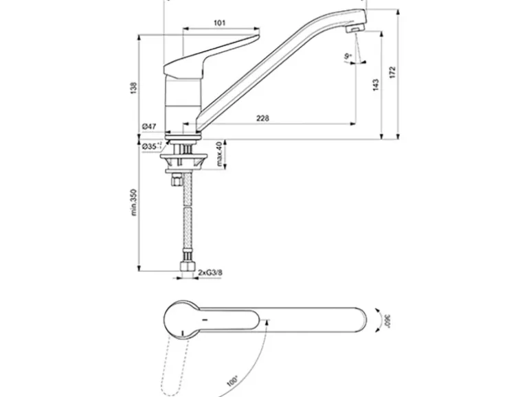 Ideal Standard Küchenarmatur Ceraflex BlueStart Chrom