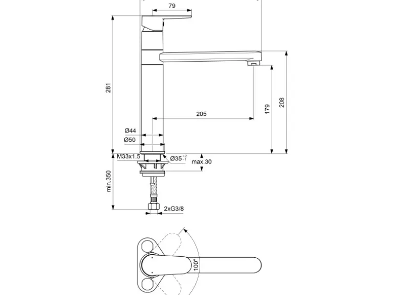 Ideal Standard Küchenarmatur Cerafine O hoher Auslauf Chrom