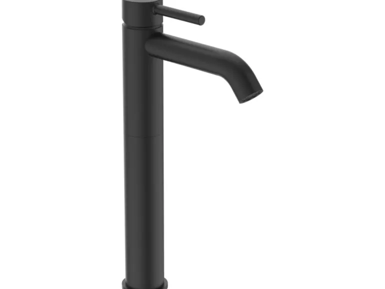 Ideal Standard Waschtischarmatur Ceraline Längerer Sockel + Ablaufgarnitur Black