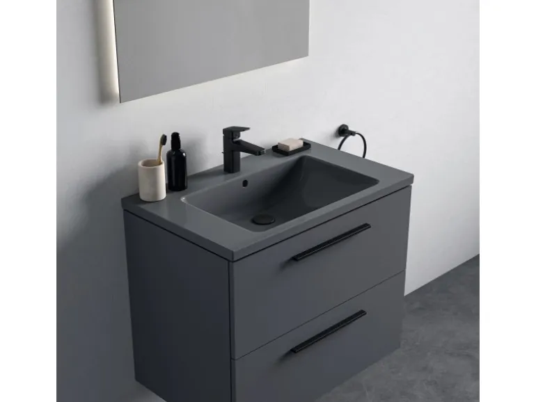 Ideal Standard Waschtischarmatur Ceraplan H90 mit Ablaufgarnitur Schwarz Matt