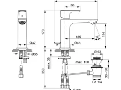 Ideal Standard Waschtischarmatur Connect Air Grande Slim Chrom