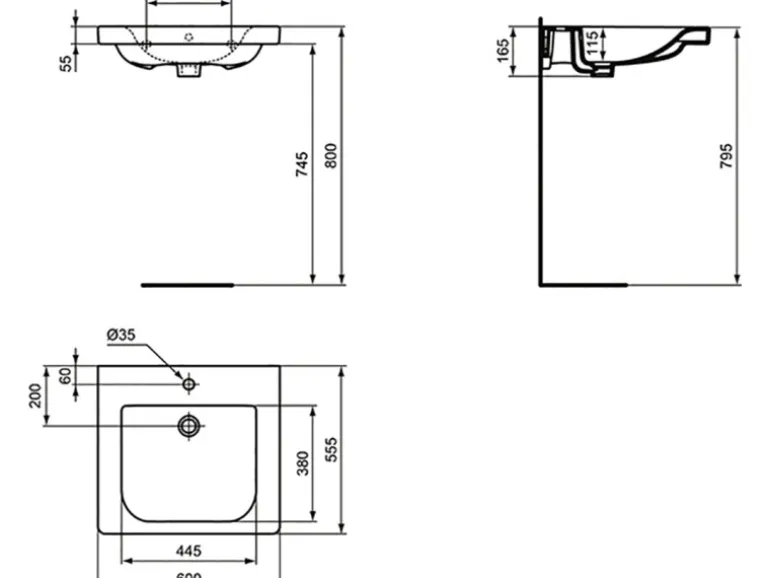 Ideal Standard Waschtisch Connect Freedom 60x55 cm 1 Hahnloch mit Überlauf Weiß
