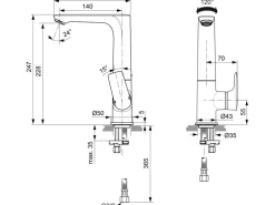 Ideal Standard WT-Armatur Connect Air mit hohem Auslauf o. Ablaufg. Chrom