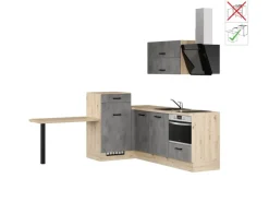 Impuls Küchen Einbauküche IKZ13509H 225 x 241 cm Beton-Optik  mit E-Geräten
