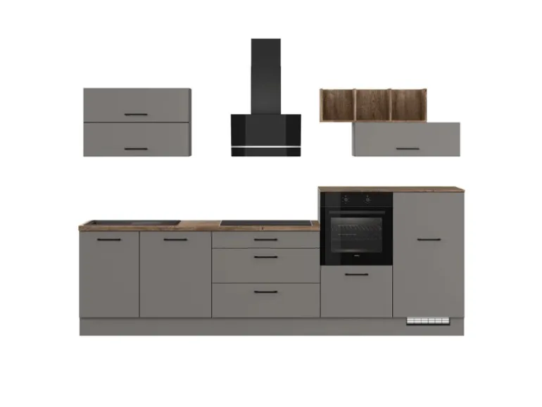 Impuls Küchen Küchenzeile IKZ1320LF 320 cm Grafit mit E-Geräten