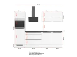 Impuls Küchen Küchenzeile IBZ4280S6 280 cm Weiß ohne E-Geräte