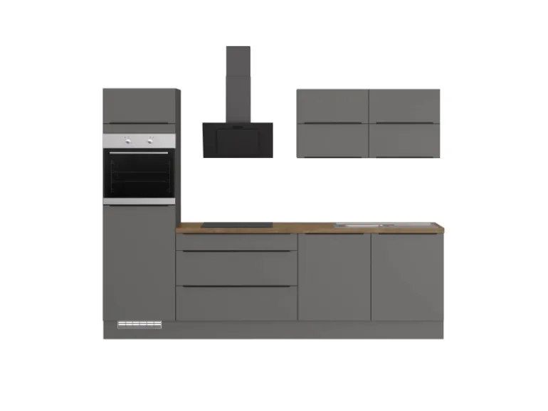 Impuls Küchen Küchenzeile IKZ12806L 280 cm Grafit mit E-Geräten