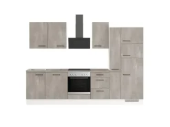 Impuls Küchen Küchenzeile IBZ4310V9 310 cm Beton-Optik natur ohne E-Geräte