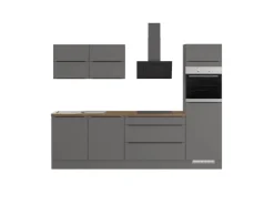 Impuls Küchen Küchenzeile IKZ1280L6 280 cm Grafit mit E-Geräten