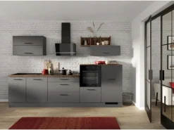 Impuls Küchen Küchenzeile IBZ4320LG 320 cm Grafit  ohne E-Geräte