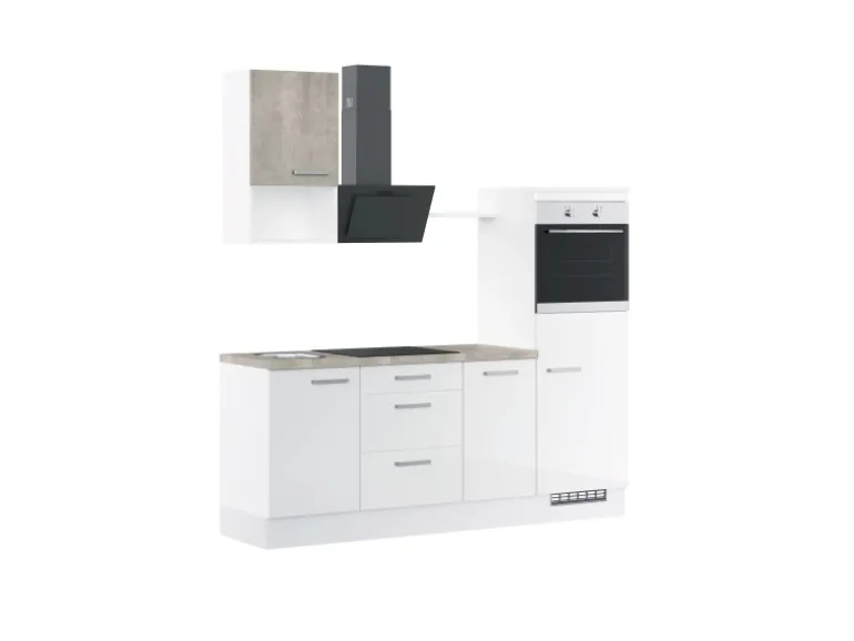 Impuls Küchen Küchenzeile IBZ42155R 215 cm Weiß Hochglanz ohne E-Geräte