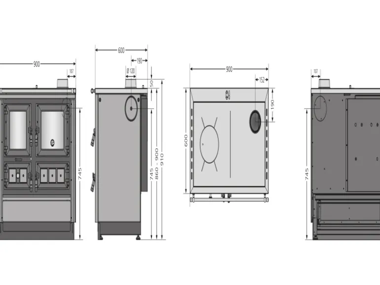 Justus Küchenofen Rustico 90 2.0 Stahl Creme 7 kW