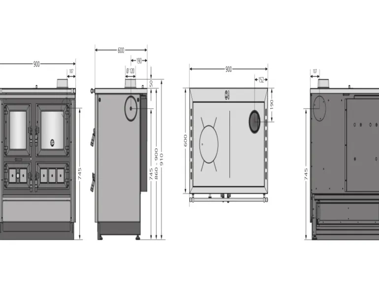 Justus Küchenofen Rustico 90 2.0 Stahl Rot 7 kW