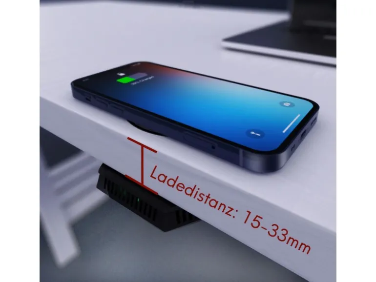 kalb Alien QI Unterbau Ladegerät Schwarz Ladedistanz 15-33mm Smart Wireless