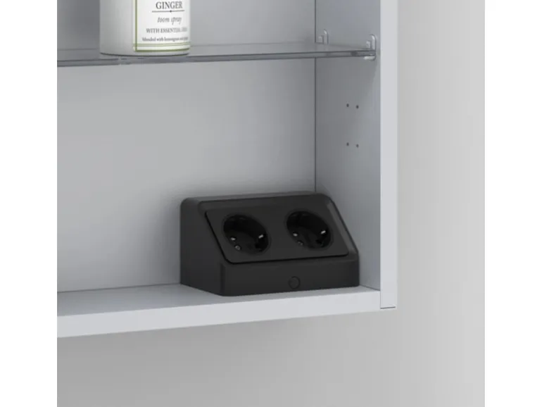 kalb Avena Angewinkelte Steckdose Mit 2x 230VAC Ausgang Schwarz inkl. Bohrschablone