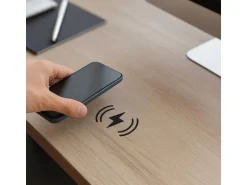 kalb DualCharge 10W Drahtlos Ladegerät Mit 15W USB Ausgang Unterbau Bis 30 mm Unsichtbar Induktionsladegerät Mit Lüfter Netzteil 1200 mm Kabel