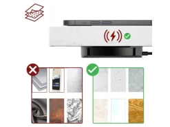 kalb DualCharge 10W Drahtlos Ladegerät Mit 15W USB Ausgang Unterbau Bis 30 mm Unsichtbar Induktionsladegerät Mit Lüfter Netzteil 1200 mm Kabel
