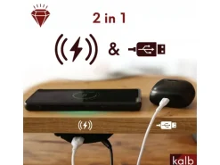 kalb DualCharge 10W Drahtlos Ladegerät Mit 15W USB Ausgang Unterbau Bis 30 mm Unsichtbar Induktionsladegerät Mit Lüfter Netzteil 1200 mm Kabel