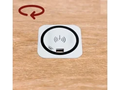 kalb Einbau Schnellladegerät 15W 7,5cm Druchmesser Kabelloses Laden 2x USB-Ports Induktionsladegerät Weiß