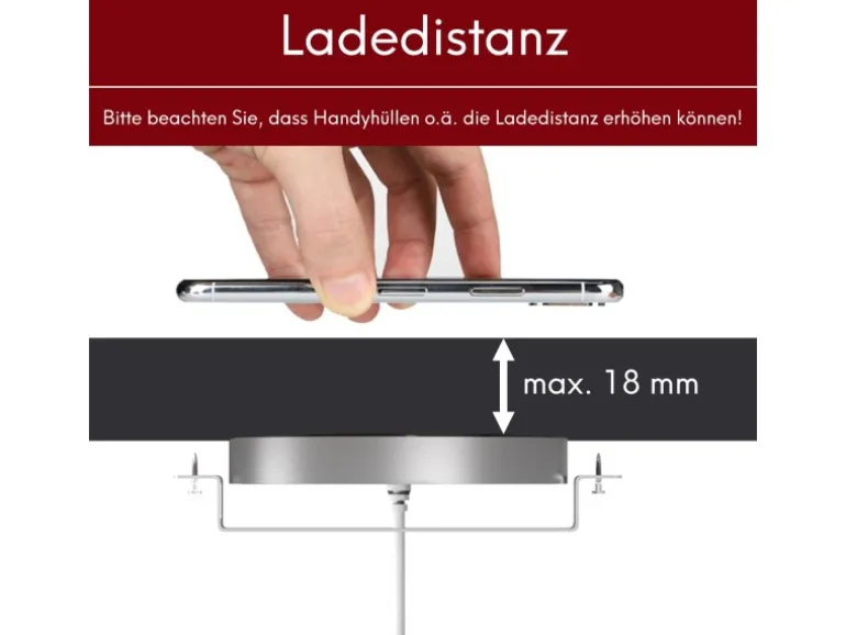 kalb QI Unterbau Und Einbau Ladegerät Grau Ladedistanz 3 - 18 mm Smart Wireless