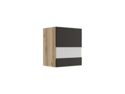Küchen-Oberschrank m. Segmentglastür 50x57,6x34,6cm Noah420 Anthra. WildEiche NB
