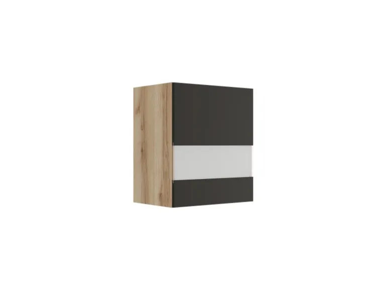 Küchen-Oberschrank m. Segmentglastür 50x57,6x34,6cm Noah420 Anthra. WildEiche NB