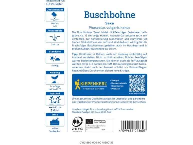 Kiepenkerl Buschbohne "Saxa"
