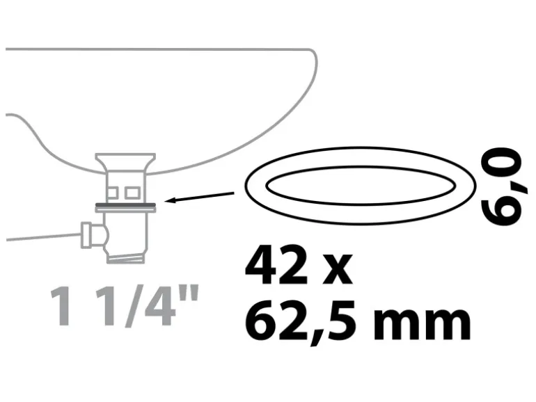 Kirchhoff Dichtung Silikon für 32 mm (1 1/4") Weiß 42 mm x 62,5 mm x 6 mm
