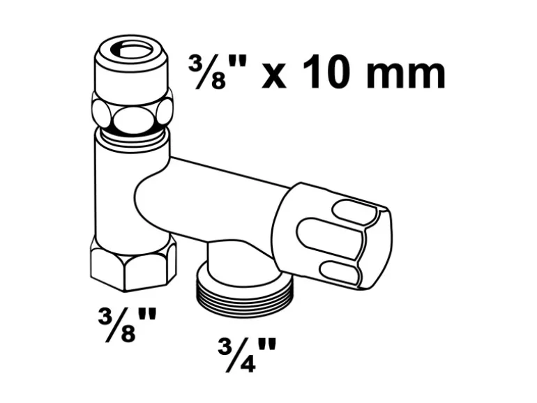 Kirchhoff GA-Zusatzventil 15 mm (3/8"IG) x 26,4 mm (3/4"AG) x 16,7 mm x 10 mm