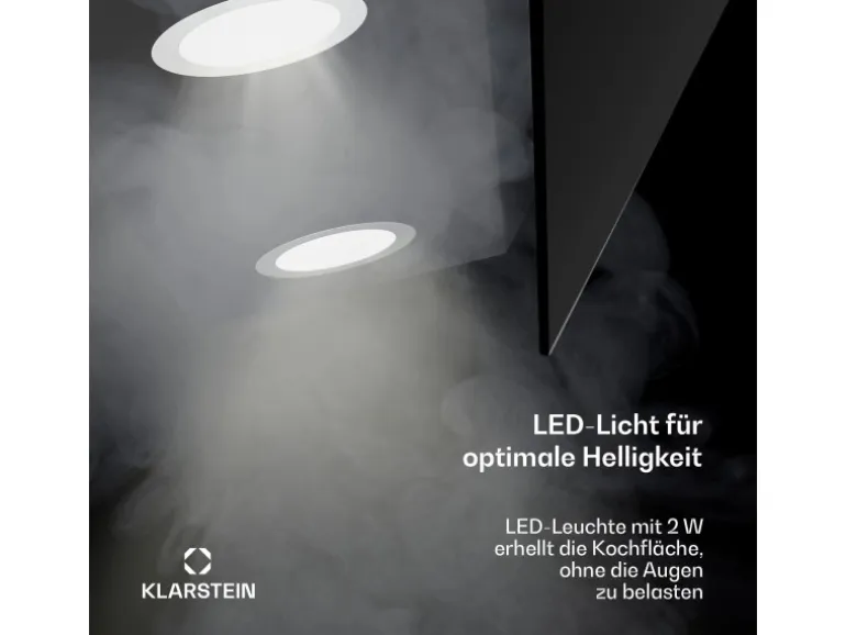 Klarstein Alina Dunstabzugshaube EEK A Touch LED-Beleuchtung Abluft/Umluft 600 m³/h Schwarz/Metallic