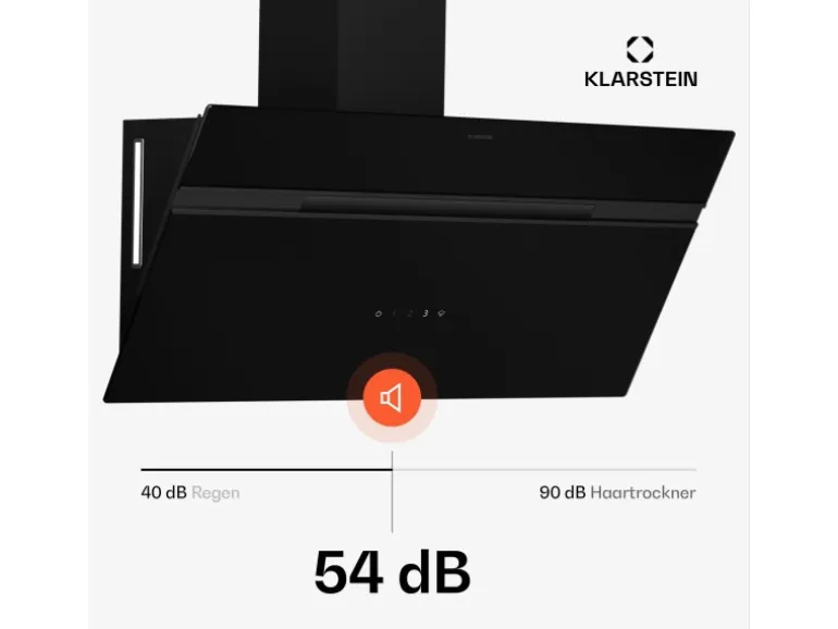 Klarstein Alina Dunstabzugshaube EEK A Touch LED-Beleuchtung Abluft/Umluft 615 m³/h Schwarz